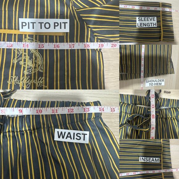 Harry Potter x Potterybarn Hufflepuff House Sateen Long Sleeve Pant Pajama Set M - Picture 16 of 16
